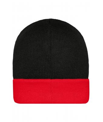 Unisexe Bonnet tricot bicolore Noir/rouge 7805