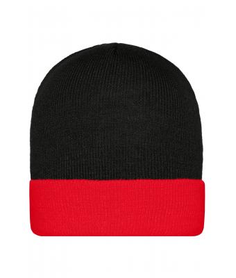 Unisexe Bonnet tricot bicolore Noir/rouge 7805