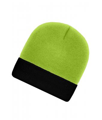 Unisexe Bonnet tricot bicolore Vert-citron/ noir 7805