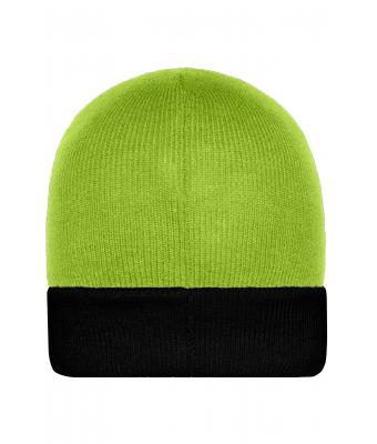 Unisexe Bonnet tricot bicolore Vert-citron/ noir 7805