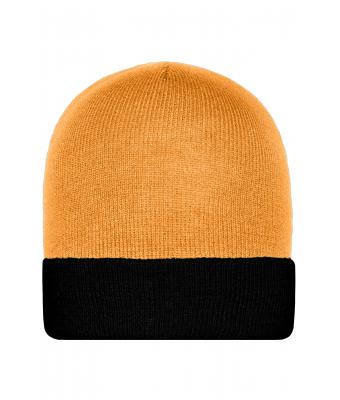 Unisexe Bonnet tricot bicolore Orange/noir 7805