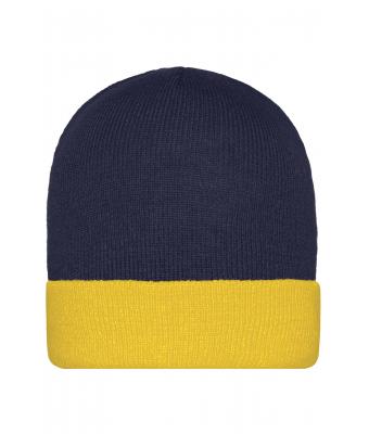 Unisex Knitted Cap Navy/gold-yellow 7805
