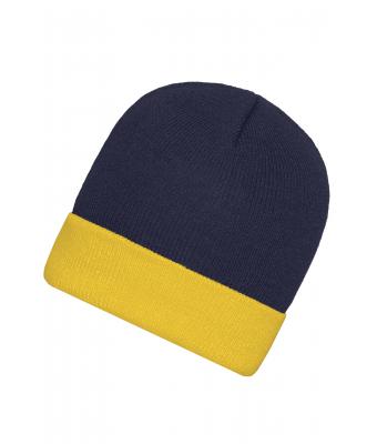 Unisex Knitted Cap Navy/gold-yellow 7805