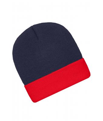 Unisex Knitted Cap Navy/rood 7805