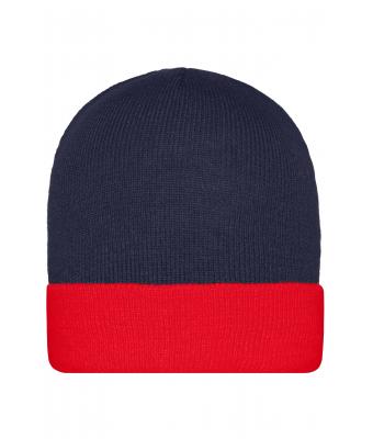 Unisex Knitted Cap Navy/rood 7805