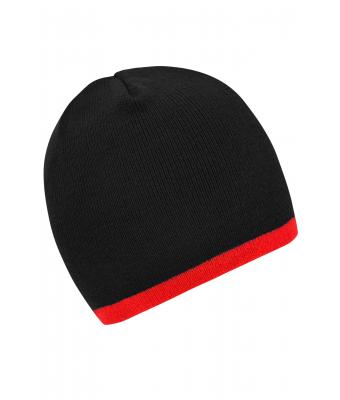 Unisex Beanie with Contrasting Border Black/red 7808