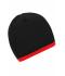 Unisex Beanie with Contrasting Border Black/red 7808