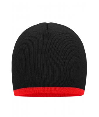 Unisex Beanie with Contrasting Border Black/red 7808