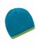 Unisex Beanie with Contrasting Border Turquoise/lime-green 7808