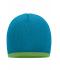 Unisex Beanie with Contrasting Border Turquoise/lime-green 7808