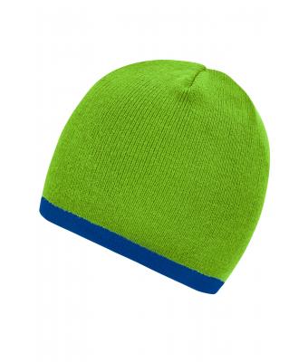 Unisex Beanie with Contrasting Border Lime/royal 7808