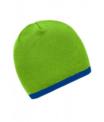 Unisex Beanie with Contrasting Border Lime/royal 7808