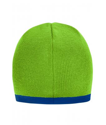 Unisex Beanie with Contrasting Border Lime/royal 7808
