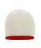 Unisex Beanie with Contrasting Border Lichtgrijs/dieprood 7808