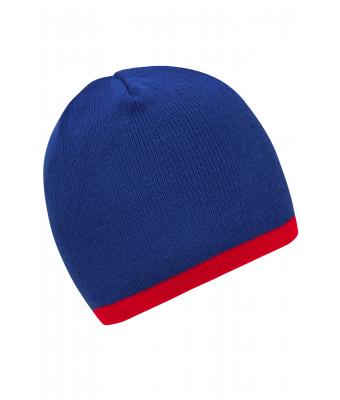 Unisex Beanie with Contrasting Border Royal/red 7808