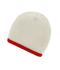 Unisex Beanie with Contrasting Border Lichtgrijs/dieprood 7808