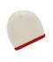 Unisex Beanie with Contrasting Border Lichtgrijs/dieprood 7808