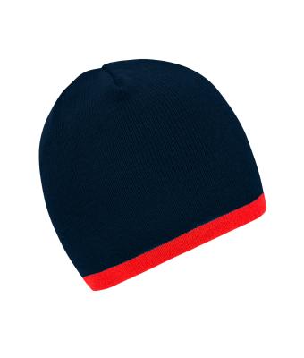 Unisex Beanie with Contrasting Border Navy/rood 7808