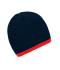 Unisex Beanie with Contrasting Border Navy/rood 7808
