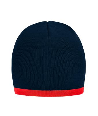 Unisex Beanie with Contrasting Border Navy/rood 7808