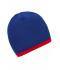 Unisex Beanie with Contrasting Border Royal/red 7808