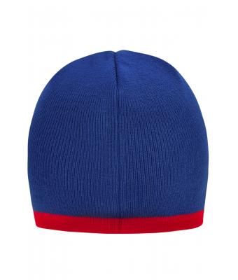 Unisex Beanie with Contrasting Border Royal/red 7808
