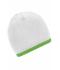 Unisex Beanie with Contrasting Border White/lime-green 7808