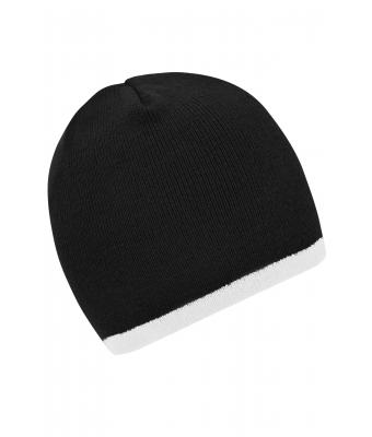 Unisex Beanie with Contrasting Border Black/white 7808