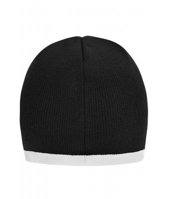 Unisex Beanie with Contrasting Border Black/white 7808