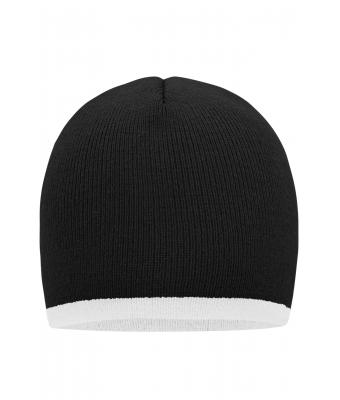 Unisex Beanie with Contrasting Border Black/white 7808