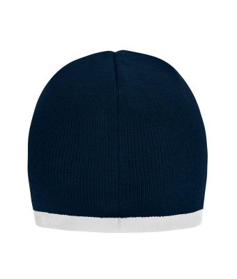 Unisex Beanie with Contrasting Border Navy/wit 7808