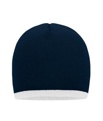 Unisex Beanie with Contrasting Border Navy/wit 7808