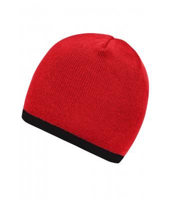 Unisex Beanie with Contrasting Border Rood/zwart 7808