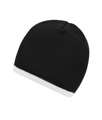 Unisexe Bonnet avec bord contrasté Noir/blanc 7808