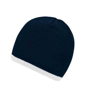 Unisexe Bonnet avec bord contrasté Marine/blanc 7808