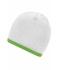 Unisexe Bonnet avec bord contrasté Blanc/vert-citron 7808