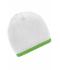 Unisexe Bonnet avec bord contrasté Blanc/vert-citron 7808