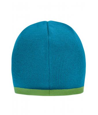 Unisexe Bonnet avec bord contrasté Turquoise/vert-citron 7808