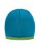 Unisexe Bonnet avec bord contrasté Turquoise/vert-citron 7808