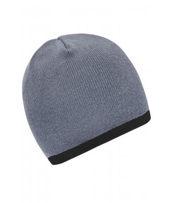 Unisexe Bonnet avec bord contrasté Gris clair/gris foncé 7808