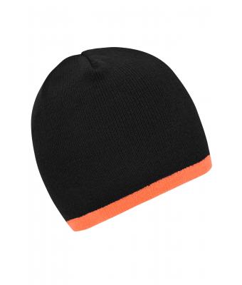 Unisexe Bonnet avec bord contrasté Noir/orange 7808