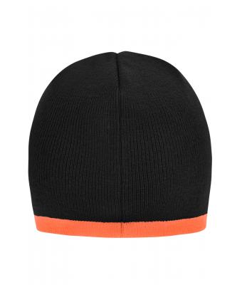 Unisexe Bonnet avec bord contrasté Noir/orange 7808