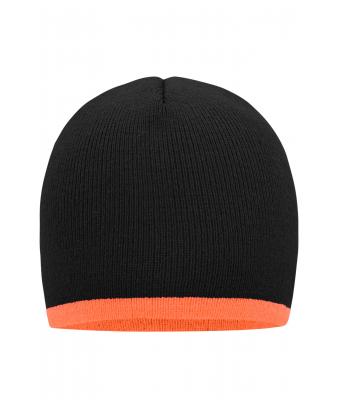 Unisexe Bonnet avec bord contrasté Noir/orange 7808