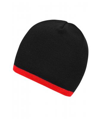 Unisexe Bonnet avec bord contrasté Noir/rouge 7808