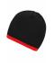 Unisexe Bonnet avec bord contrasté Noir/rouge 7808