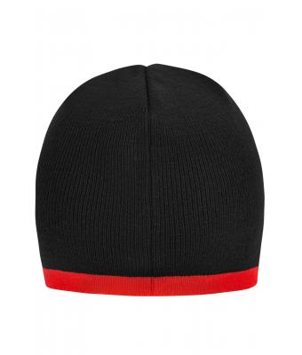 Unisexe Bonnet avec bord contrasté Noir/rouge 7808