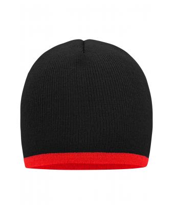 Unisexe Bonnet avec bord contrasté Noir/rouge 7808