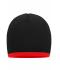 Unisexe Bonnet avec bord contrasté Noir/rouge 7808