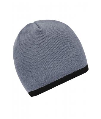 Unisexe Bonnet avec bord contrasté Gris-clair/noir 7808