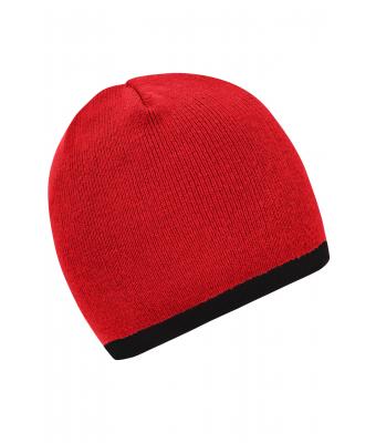 Unisexe Bonnet avec bord contrasté Rouge/noir 7808